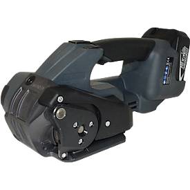 Profi-Umreifungsset, mit Abrollwagen Premium X, Akku-Umreifungsgerät BW-04 & PET Polyesterband, L 1200 m x B 15,5 mm, Stärke 0,9 mm, geprägt, grün