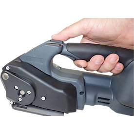 Profi-Umreifungsset, mit Abrollwagen Premium X, Akku-Umreifungsgerät BW-04 & PET Polyesterband, L 1200 m x B 15,5 mm, Stärke 0,9 mm, geprägt, grün