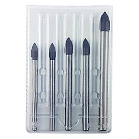 Projahn Crystal Glas- und Fliesenbohrer-Set, 5-teilig, Zylinderschaft, Ø 6-6-8-8-10 mm