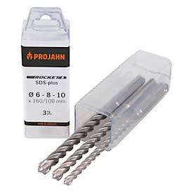 Projahn Hammerbohrer-Set ROCKET 5, SDS-plus, PGM, Ø 6-8-10 x 160/100 mm, 3-teilig, QuadroPack