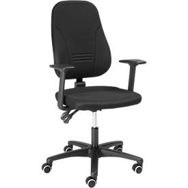 Prosedia bureaustoel Younico plus 3, met armleuningen, permanent contact, kuipzitting, 3D-rugleuning, zwart/zwart 