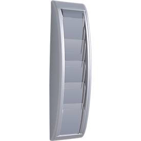 Prospektwandhalter Paperflow Quickfit, 5 Fächer im Format DIN 1/3 A4, B 168 x T 95 x H 650 mm, Polystyrol alufarben