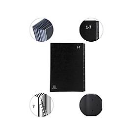 Pultordner Exacompta 57007E, Format A4, 7 Fächer, Taben 1-7, B 250 x H 330 mm, Blauer Engel, Recycling-Karton, schwarz