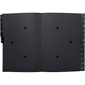 Pultordner Exacompta 57024E, Format A4, 24 Fächer, Taben A-Z, B 250 x H 330 mm, Blauer Engel, Recycling-Karton, schwarz