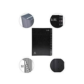 Pultordner Exacompta 57032E, Format A4, 32 Fächer, Taben 1-31, B 250 x H 330 mm, Blauer Engel, Recycling-Karton, schwarz