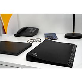 Pultordner Exacompta 57032E, Format A4, 32 Fächer, Taben 1-31, B 250 x H 330 mm, Blauer Engel, Recycling-Karton, schwarz