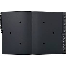 Pultordner Exacompta 57044E, Format A4, 44 Fächer, Taben 1-12/1-31/Jan-Dez, B 250 x H 330 mm, Blauer Engel, Recycling-Karton, schwarz