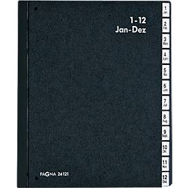 Pultordner PAGNA, für DIN A4, alphabetisch, 24 Fächer, Manilakarton, schwarz