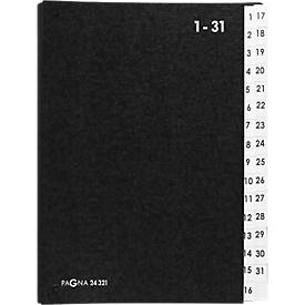 Pultordner PAGNA, für DIN A4, nummerisch, 31 Fächer, Manilakarton, schwarz