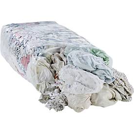 Putzlappen, in Trikot-Qualität, zugfest, Recycling-Baumwolle, weiß-grau, 10 kg