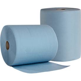 Putzpapier BASIC-LINE, 3-lagig, volumengeprägt & zwischenblattverleimt, Tuchgröße ca. 380 x 360 mm, blau, 2 Rollen mit j