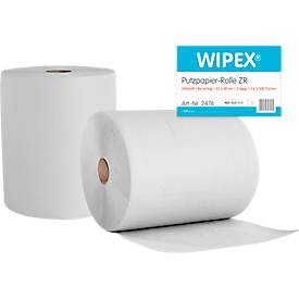 Putzpapier WIPEX®-ZR, 2-lagig, Tuchgröße ca. 220 x 360 mm, Zellstoff & Recyclingrohstoff, weiß, 2 Rollen mit jeweils 1500 Tüchern