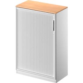 Querrollladenschrank TETRIS SOLID, 3 OH, B 800 mm, inkl. 19 mm Abdeckplatte, Buche/weißalu