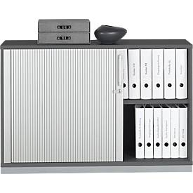 Querrollladenschrank Tetris Wood, 2 OH, abschließbar, mit Sockel, B 1200 x T 421 x H 800 mm, graphit