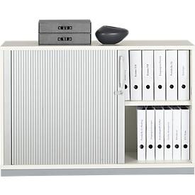 Querrollladenschrank Tetris Wood, 2 OH, abschließbar, mit Sockel, B 1200 x T 421 x H 800 mm, weiß
