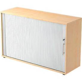 Querrollladenschrank ULM, 2 OH, Rollläden alusilber, B 1200 x T 400 x H 748 mm, Ahorn-Dekor