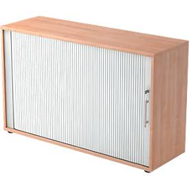 Querrollladenschrank ULM, 2 OH, Rollläden alusilber, B 1200 x T 400 x H 748 mm, Nussbaum-Dekor