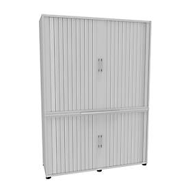 Querrollladenschrank, zweiteilig, B 1350 mm, 5 OH, weiß