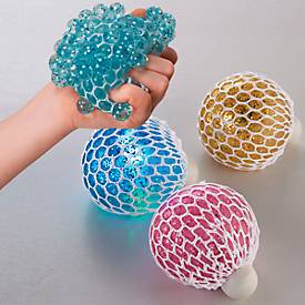 Quetschbälle mit Licht, 12-tlg. Glitzer - mit LED-Wechsellicht - Kunststoff - ca. 6,5 cm Durchmesser