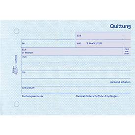 Quittung Avery Zweckform 300-5, inkl. MwSt., A6 Querformat, 5 Blöcke mit jeweils 50 Blatt, FSC®-Papier, weiß