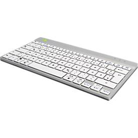 R-Go Tools Tastatur, Bluetooth, QWERTZ (Deutsch), ultradünn, LED-Pausenanzeige, USB-C, 285 x 10 mm, weiß