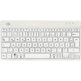 R-Go Tools Tastatur, Bluetooth, QWERTZ (Deutsch), ultradünn, LED-Pausenanzeige, USB-C, 285 x 10 mm, weiß