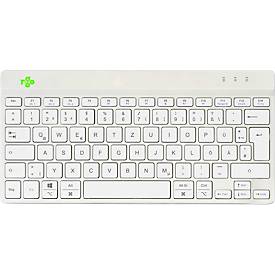 R-Go Tools Tastatur, Bluetooth, QWERTZ (Deutsch), ultradünn, LED-Pausenanzeige, USB-C, 285 x 10 mm, weiß
