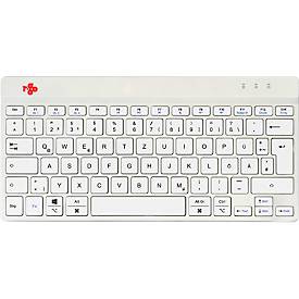 R-Go Tools Tastatur, Bluetooth, QWERTZ (Deutsch), ultradünn, LED-Pausenanzeige, USB-C, 285 x 10 mm, weiß