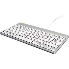 R-Go Tools Tastatur Compact Break, USB-C, QWERTZ Deutsch, weiß
