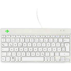 R-Go Tools Tastatur Compact Break, USB-C, QWERTZ Deutsch, weiß