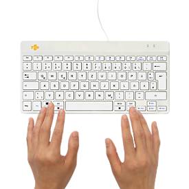 R-Go Tools Tastatur Compact Break, USB-C, QWERTZ Deutsch, weiß