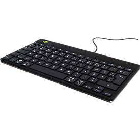 R-Go Tools Tastatur Compact break, USB/USB-C, QWERTZ Deutsch, L 285 x H 10 mm, schwarz
