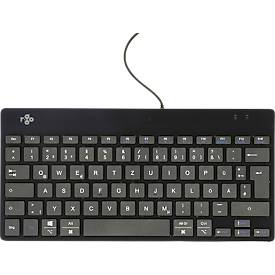 R-Go Tools Tastatur Compact break, USB/USB-C, QWERTZ Deutsch, L 285 x H 10 mm, schwarz