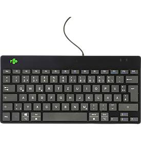 R-Go Tools Tastatur Compact break, USB/USB-C, QWERTZ Deutsch, L 285 x H 10 mm, schwarz