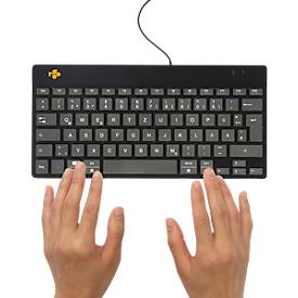R-Go Tools Tastatur Compact break, USB/USB-C, QWERTZ Deutsch, L 285 x H 10 mm, schwarz
