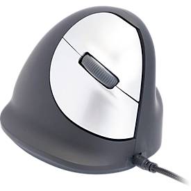 R-Go Tools Vertikalmaus HE Break, kabelgebunden, Pausenindikator, USB-Anschluss, schwarz, Größe M, 5 Tasten, für Rechtshänder