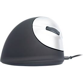 R-Go Tools Vertikalmaus HE Break, kabelgebunden, Pausenindikator, USB-Anschluss, schwarz, Größe M, 5 Tasten, für Rechtshänder