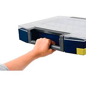 Raaco Sortimentskoffer Boxxser Boxxser 55 5x5-15, mit 15 Einsätzen, B 298 x T 284 x H 55 mm, aus Polycarbonat/Polypropylen, transparent/blau