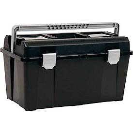 Raaco Werkzeugkoffer Toolbox 33-34, mit Träger und Kleinteile-Sortimentsbox, B 480 x T 255 x H 258 mm, aus Polypropylen, schwarz