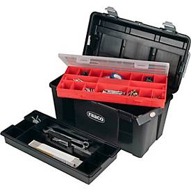 Raaco Werkzeugkoffer Toolbox 33-34, mit Träger und Kleinteile-Sortimentsbox, B 480 x T 255 x H 258 mm, aus Polypropylen, schwarz