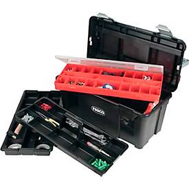 Raaco Werkzeugkoffer Toolbox 35-50, mit Träger und Kleinteile-Sortimentsbox, B 580 x T 290 x H 285 mm, aus Polypropylen, schwarz