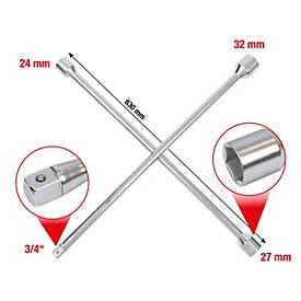 Radkreuzschlüssel für LKW, 3/4'x24x27x32mm