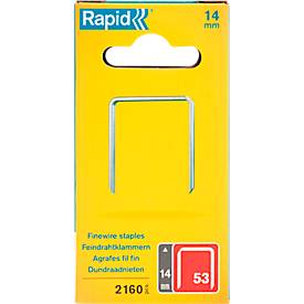 Rapid Feindrahtklammern Typ 53, Präzisionsanschnitt, 14 mm, galvanisiert, 2160 Stück