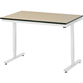 Rau Arbeitstisch Adlatus, elektrisch höhenverstellbar, 22 mm MDF-Platte, bis 150 kg, B 1250 x T 800 x H 720-1120 mm, braun/lichtgrau