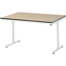 Rau Arbeitstisch Adlatus, elektrisch höhenverstellbar, 22 mm MDF-Platte, bis 150 kg, B 1500 x T 1000 x H 720-1120 mm, braun/lichtgrau