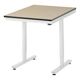 Rau Arbeitstisch Adlatus, elektrisch höhenverstellbar, 22 mm MDF-Platte, bis 150 kg, B 750 x T 1000 x H 720-1120 mm, braun/lichtgrau