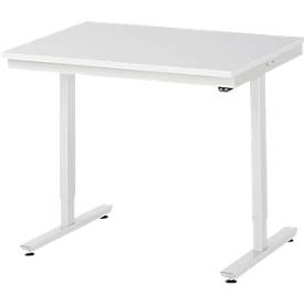 Rau Arbeitstisch Adlatus, elektrisch höhenverstellbar, 22 mm Spanplatte mit Melaminbelag, bis 150 kg, B 1000 x T 800 x H 720-1120 mm, lichtgrau
