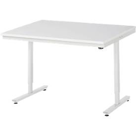 Rau Arbeitstisch Adlatus, elektrisch höhenverstellbar, 22 mm Spanplatte mit Melaminbelag, bis 150 kg, B 1250 x T 1000 x H 720-1120 mm, lichtgrau