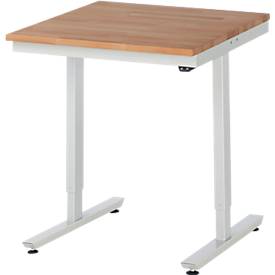 Rau Arbeitstisch Adlatus, elektrisch höhenverstellbar, 25 mm geölte Massivholzplatte, bis 150 kg, B 1250 x T 800 x H 720-1120 mm, Buche/lichtgrau