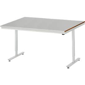 Rau Arbeitstisch Adlatus, elektrisch höhenverstellbar, 25 mm MDF-Platte, Edelstahlbelag, bis 150 kg, B 1500 x T 1000 x H 720-1120 mm, silber/lichtgrau